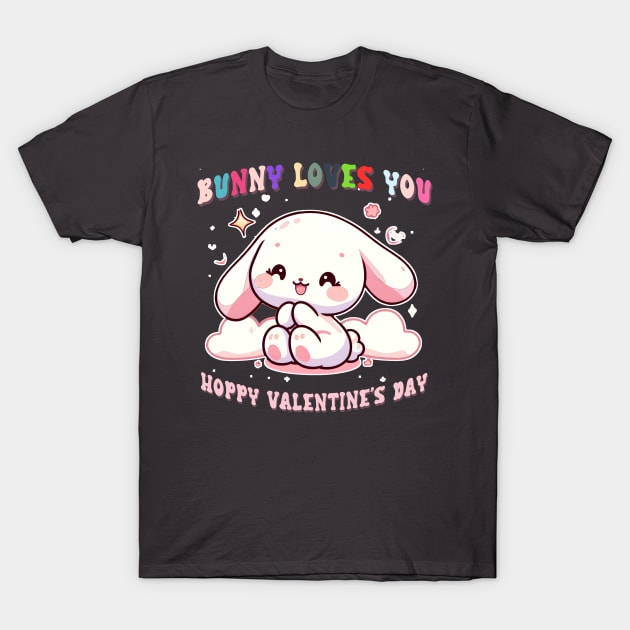 Adorable Rabbit in Shades of Pink, Blue, Red, and White: A Valentine's Day Delight T-Shirt by PopArtyParty